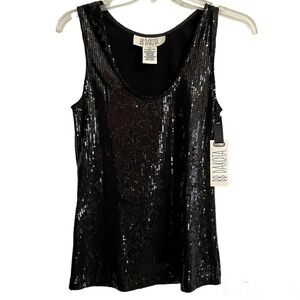 BB Dakota Sequined Tank Top Black Size XS Glam Minimalist Shiny Steve Madden
